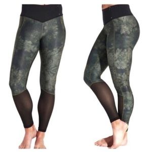 CALIA Green Mesh Floral Leggings